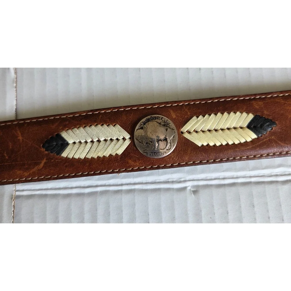 Silver Creek Classics Belt Leather Buffalo Nickel Western 53509 Mens Size 32